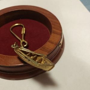 VTG Brass Fishing Boat Key Ring HAND-MADE USA